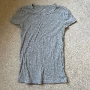 GAP Women's Heather Gray Ribbed Short Sleeve Tee